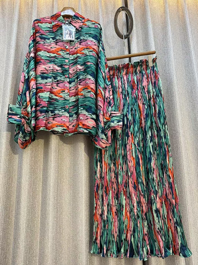 Conjunto de Dos Piezas: Blusa Estampada Personalizada + Pantalón Ancho de Cintura Alta - Image 24