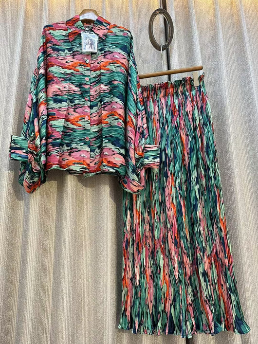 Conjunto de Dos Piezas: Blusa Estampada Personalizada + Pantalón Ancho de Cintura Alta - Image 24