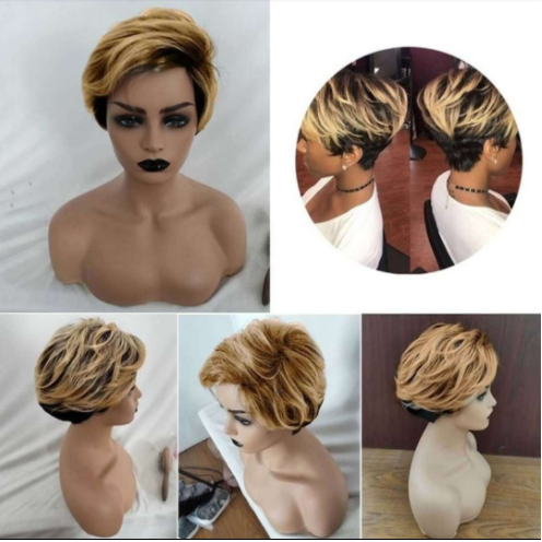 Conjunto de Peluca Corta Liso Estilo Europeo - Image 4