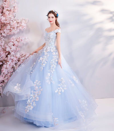 Vestido de Noche para Boda con Flores Azules - Diseño Elegante para Dama de Honor - Image 4