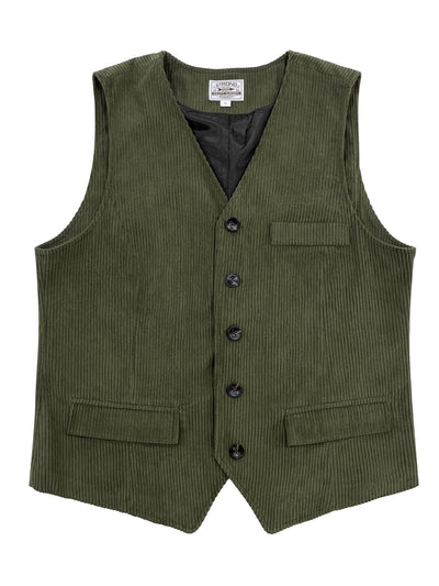 Chaleco de Pana para Hombre con Bolsillos de Patchwork y Chaqueta Exterior - Image 8