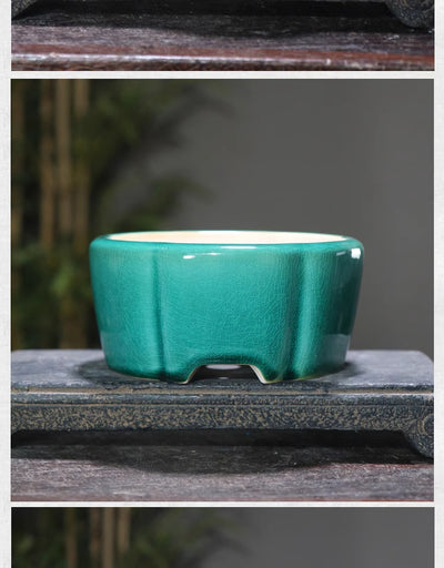 Maceta de Barro Púrpura Estilo Chino con Patrones Geométricos para Bonsái - Image 17
