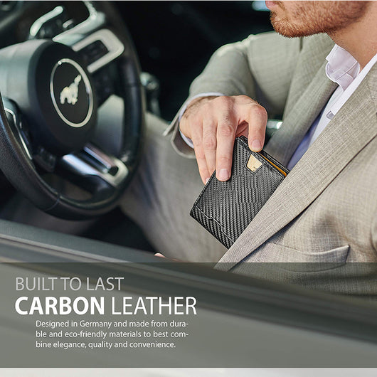 Billetera de Cuero Genuino para Hombre con Fibra de Carbono y Múltiples Compartimentos - Image 2