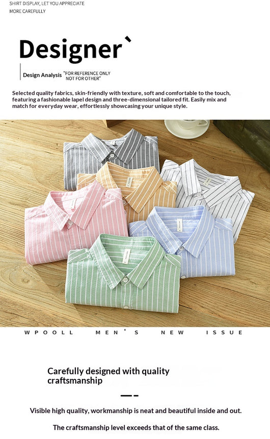 Camisa Oxford Casual de Rayas para Hombre - Corte Relajado y Manga Larga - Image 26