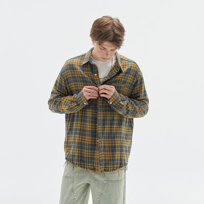 Camisa de Cuadros Vintage con Textura Brushed