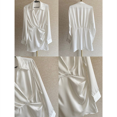 Vestido Blanco de Manga Larga Diseño Francés para Mujer - Image 8