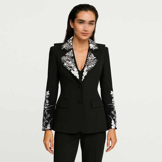 Blazer Retro Ajustado con Cintura Marcada y Bordados - Image 2