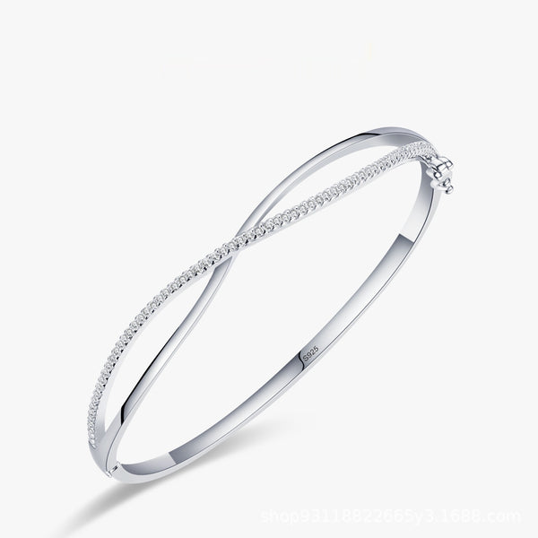 Pulsera de Plata Esterlina 925 con Diamantes y Cierre Ajustable - Diseño Elegante