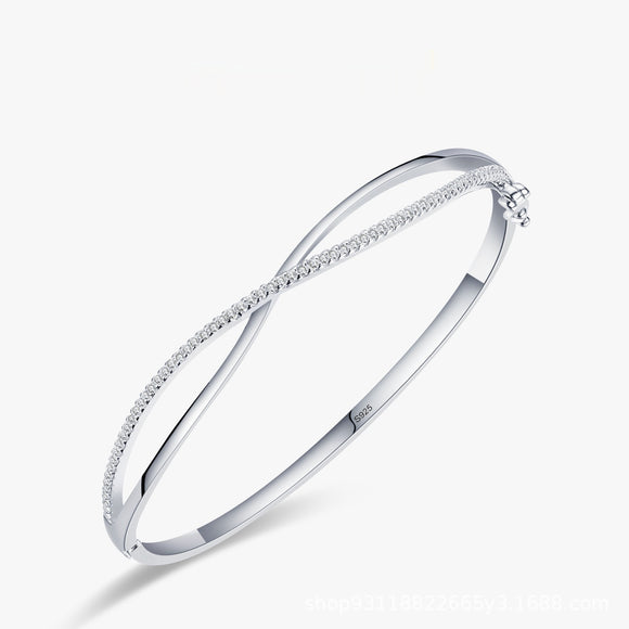Pulsera de Plata Esterlina 925 con Diamantes y Cierre Ajustable - Diseño Elegante
