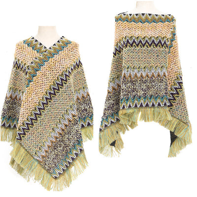 Poncho Étnico Multicolor Cálido para Otoño e Invierno - Image 18