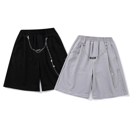 Shorts Retro Cadena Decorativa de Color Sólido