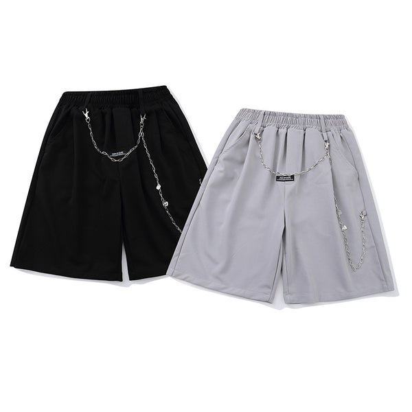 Shorts Retro Cadena Decorativa de Color Sólido