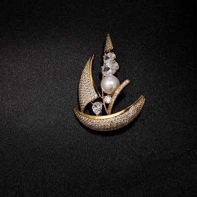 Broche Velero Náutico con Perlas de Concha y Oro Incrustado - Image 15