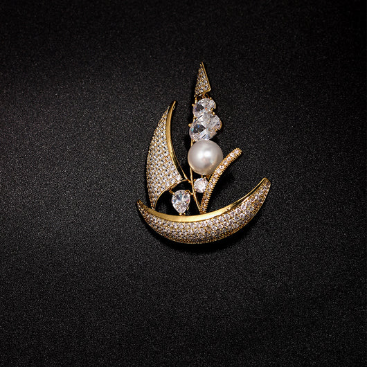 Broche Velero Náutico con Perlas de Concha y Oro Incrustado - Image 15