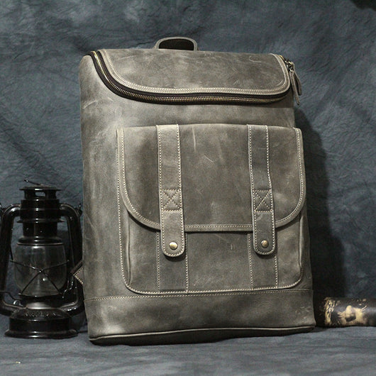 Mochila de Cuero Crazy Horse Estilo Retro para Hombre - Image 7