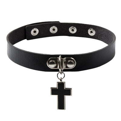 Choker de Cuero Negro Ajustable con Encaje - Image 11