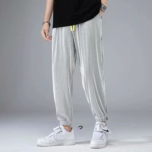 Pantalones Drapeados Ice Silk con Elasticidad para Hombre - Image 9