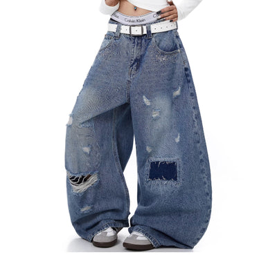 Jeans Curvy Desgastados con Parches Lavado Vintage - Image 10