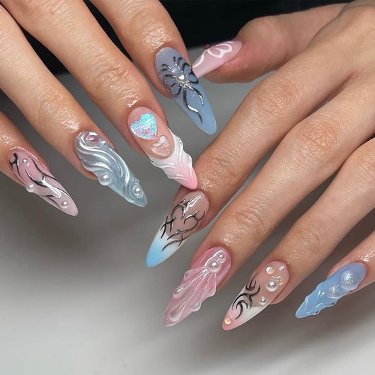 Uñas Postizas 3D con Relieve de Cristales - Diseño Sofisticado - Image 20