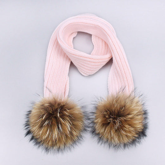 Set Gorro y Bufanda Doble Lana con Pompones para Niños - Image 8