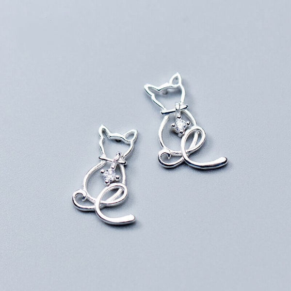 Aretes de Gato Minimalista en Aleación - Diseño Adorable para Mujer