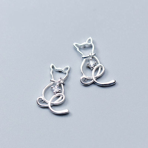 Aretes de Gato Minimalista en Aleación - Diseño Adorable para Mujer