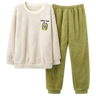 Pijama Térmico de Terciopelo Coral para Hombre - Cuello Redondo Franela Invierno - Image 5