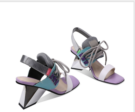 Sandalias de Tacón Alto con Tira Ajustable - Cuero Combinado Verano - Image 9