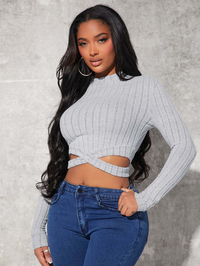 Camiseta Crop Top Minimalista para Mujer - Otoño e Invierno - Image 10
