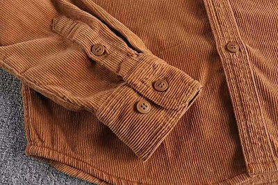 Camisa de Pana Vintage Lavada Manga Larga para Hombre - Image 32