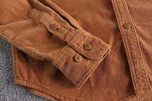 Camisa de Pana Vintage Lavada Manga Larga para Hombre - Image 32