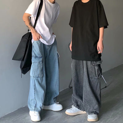 Pantalones de Trabajo Holgados Lavados con Pierna Recta Ancha