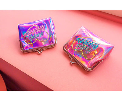 Cartera Holográfica Harajuku Girl Crush con Bordado Láser - Billetera Corta Multiusos - Image 9