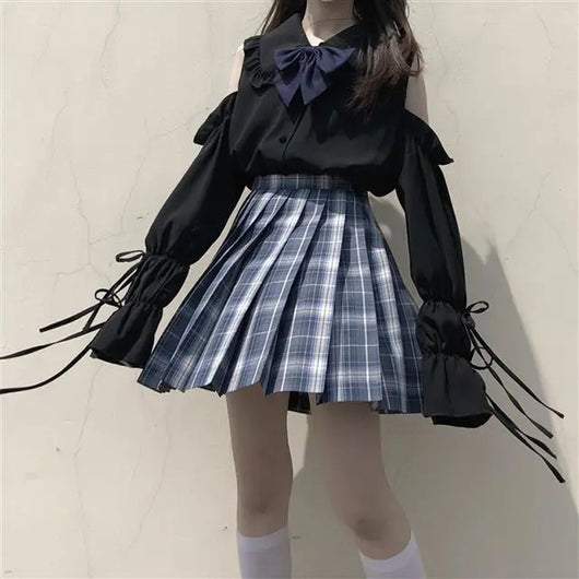 Uniforme Escolar Japonés con Falda y Blusa de Manga Abullonada - Image 10