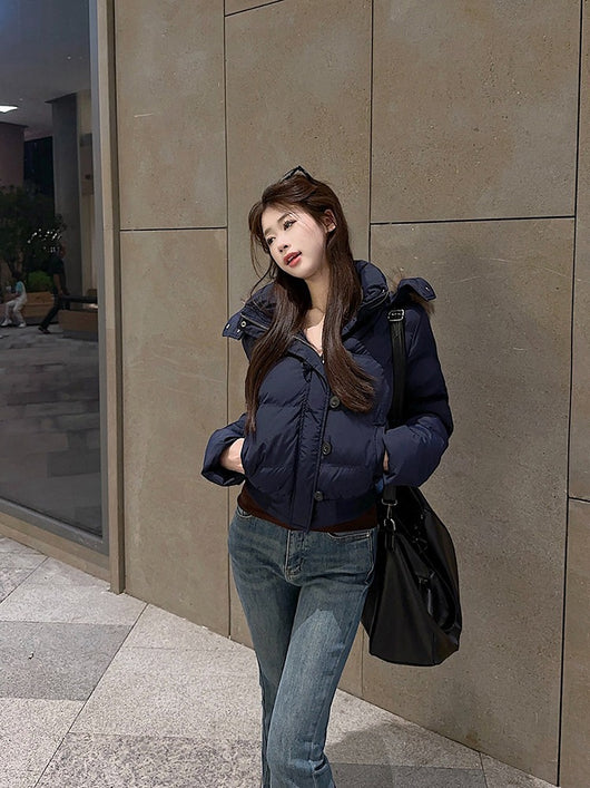 Chaqueta Corta Acolchada con Cuello de Pelaje para Mujer - Image 18