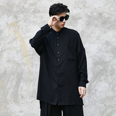 Camisa Suelta de Seda para Hombre - Elegancia Oscura - Image 9