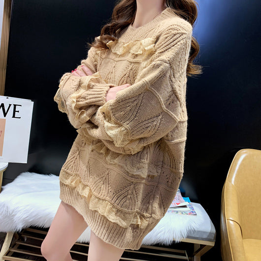 Suéter de Encaje Liso Oversized para Mujer - Image 11