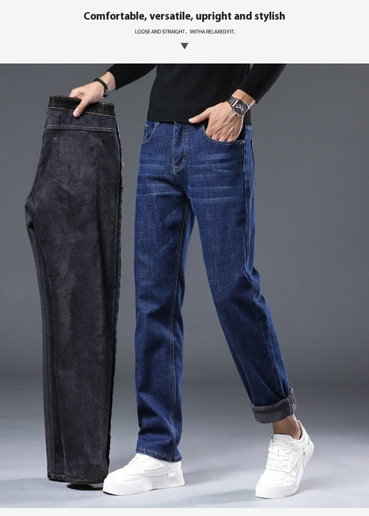 Pantalones Vaqueros Gruesos Forrados en Fleece para Hombre Talla Grande - Image 28