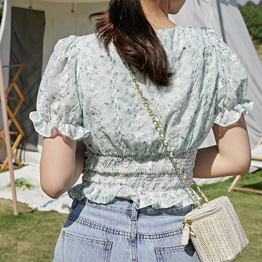 Blusa de Chifón con Botones de Perla y Jacquard Elegante - Image 10