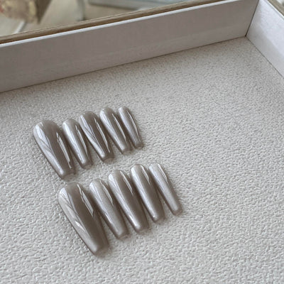 Uñas Postizas Gris Ojo de Gato Removibles - Acabado Profesional