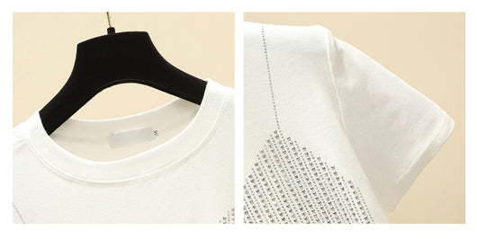 Blusa Elegante Diamante Temperamento Manga Corta Ajustada Mujer - Image 20