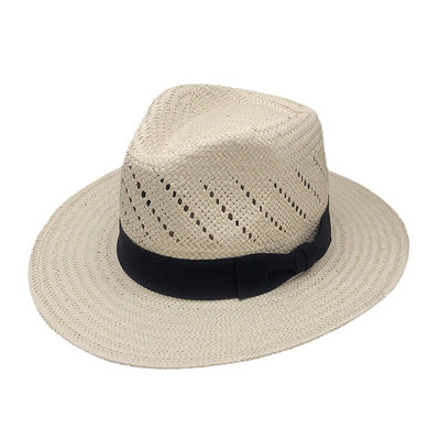 Sombrero Jazz de Paja con Cinta Rayada y Ala Plana - Image 6