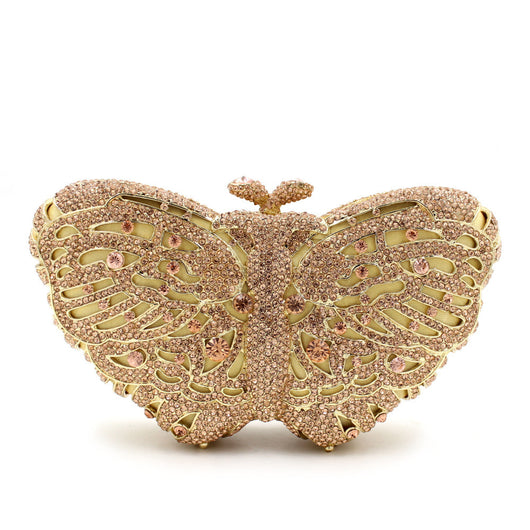 Cartera de Mano Artesanal con Mariposa de Diamantes - Image 12