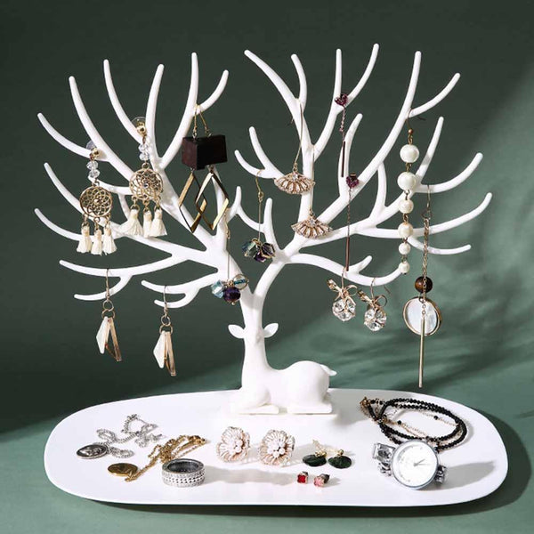 Organizador de Joyas con Soporte Decorativo Árbol - Estuches y Exhibidor para Anillos, Collares y Pulseras