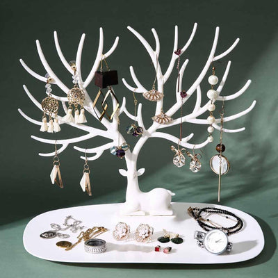Organizador de Joyas con Soporte Decorativo Árbol - Estuches y Exhibidor para Anillos, Collares y Pulseras