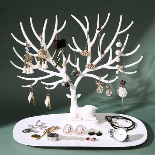 Organizador de Joyas con Soporte Decorativo Árbol - Estuches y Exhibidor para Anillos, Collares y Pulseras