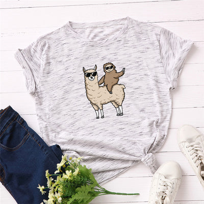 Camiseta Unisex Estampado Gafas Perezoso en Motocicleta - Diseño Europeo Moderno - Image 11