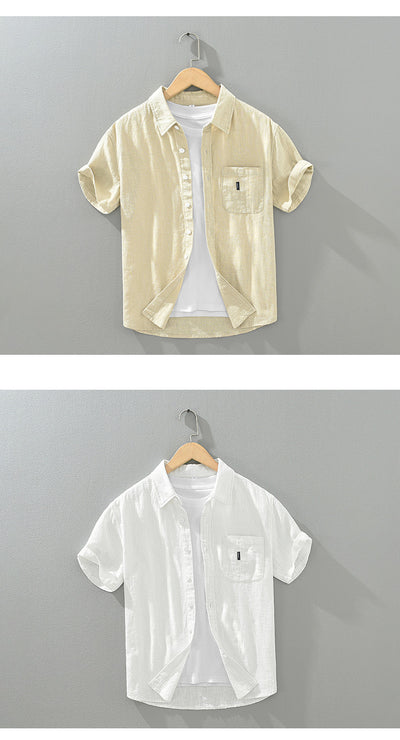 Camisa Casual de Algodón y Lino en Colores Sólidos - Image 15