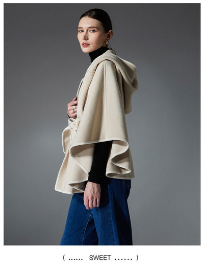 Poncho Capa Hoodie Reversible de Lana Premium Doble Faz - Image 10