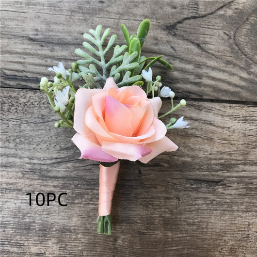 Corsage de Novia y Novio con Rosas de Seda Coreanas - Pequeños Capullos para Antes de la Boda - Image 15